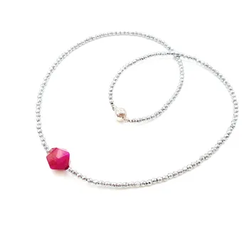 

LiiJi Unique Dye Color Hot pink Tiger's Eye,Hematite Hematite 1-2mm Magnet Clasp Choker Necklace 40cm/16''