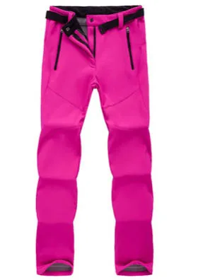 Женские плотные теплые флисовые штаны для рыбалки, походов, лыж, альпинизма, водонепроницаемые треккинговые брюки, новинка, 10 цветов, негабаритных размеров - Цвет: Rose