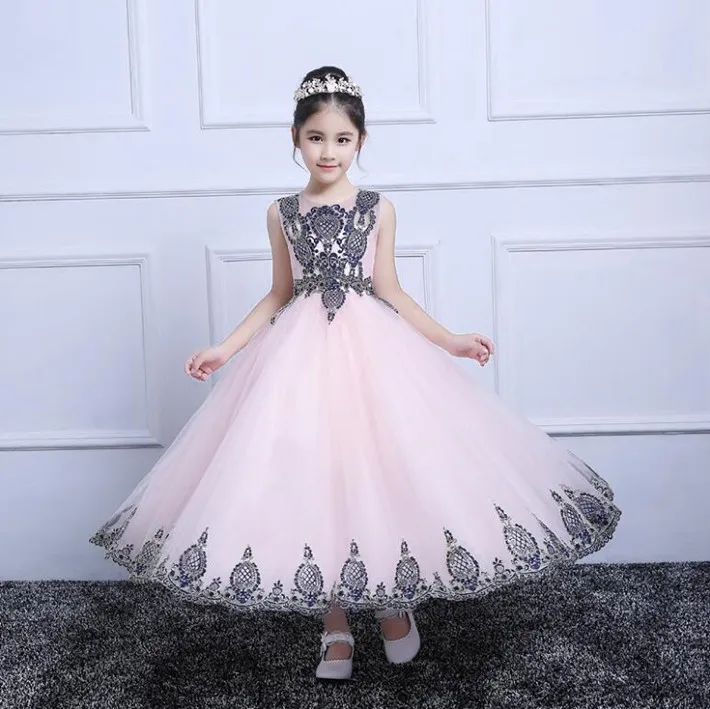 

Actual Image High Quality Flower Girl Dresses Lace Applique Formal Ruffles Pageant Gowns Any Size