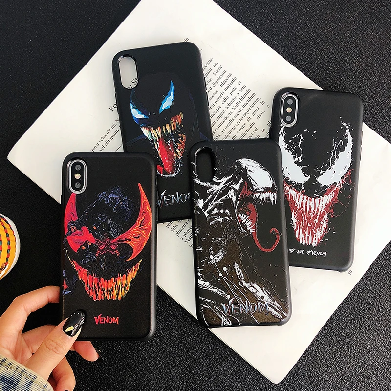 

Comic Marvel soft case for iphone X XS MAX XR 8 7 6 6s plus phone cover matte silicon 3d Super relief venom fundas coque capa