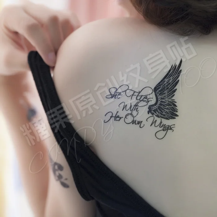 2 шт Большой размер Временные татуировки английское слово Крылья Ангела губы татуировки наклейки водонепроницаемые татуировки
