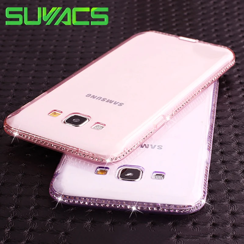 

SUYACS Crystal Frame Phone Case For Samsung Galaxy J3 J5 J7 2015 2016 2017 EU Version S8 Plus S5 S6 S7 CZ Soft TPU Back Cover