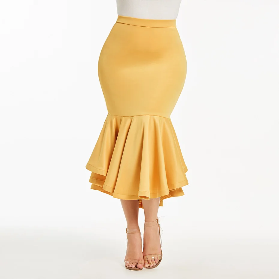 Women yellow skirts fashion Vintage skirts long spring skirt Pleated ...
