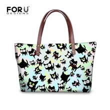 FORUDESIGNS/роскошные женские повседневные пляжные сумки через плечо с милым рисунком кота, женские сумки-мессенджеры, модные женские сумки через плечо