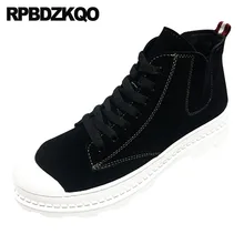 Ботинки марочный батильоны зимняя толстая подошва высокая боевые Корейский мужчины скользят по повседневной обуви мех замша военные челси армейские высокий верх удобная мужская высокие сверху короткие мода обувь