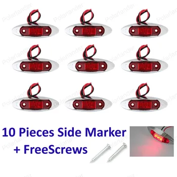 

10PCS 3 LED 12V 24V Wide Voltage Truck Side Marker Trail Light Red, Yellow And White Turn Signal LED Side Piranha Lamp