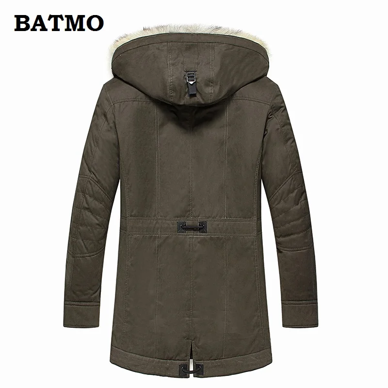 BATMO Новое поступление зимние куртки с капюшоном из натурального волчьего меха мужские теплые парки Большие размеры 1125