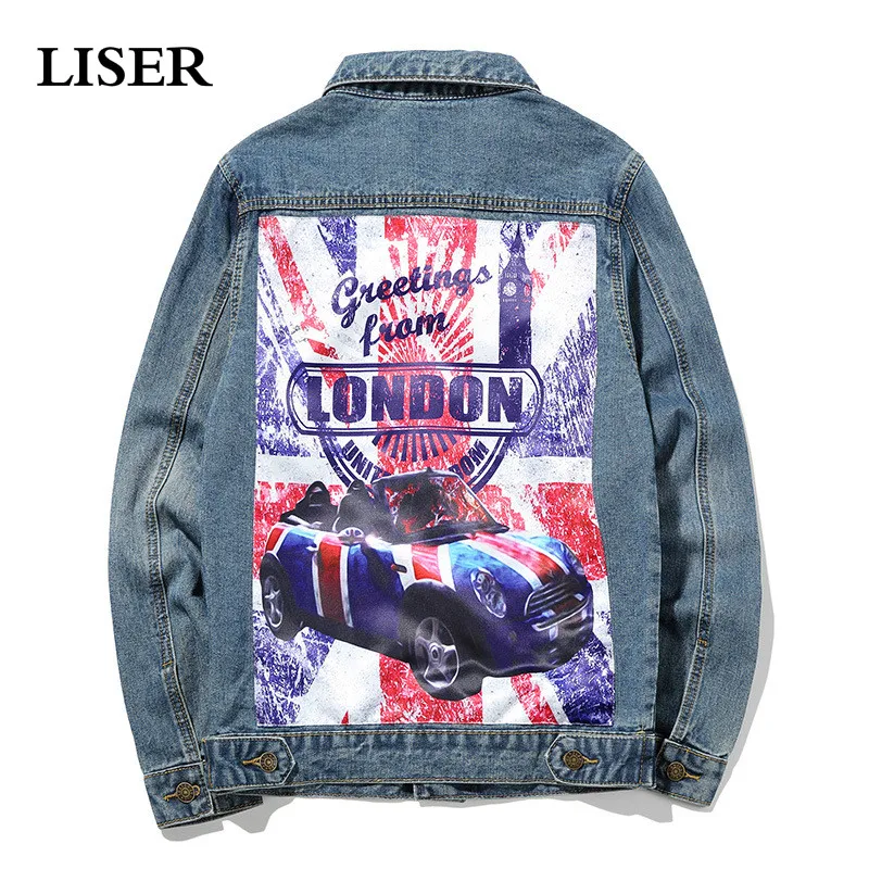 

LISER 2019 Spring Mens Casual Denim Jacket Loose Oversized Jeans Jacket Men Plus Size Streetwear Harajuku Men Jackets