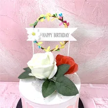 Цветок лоза венок кекс bunфлаги для Appy день рождения Свадебный Праздничный торт Топпер украшения Аксессуары