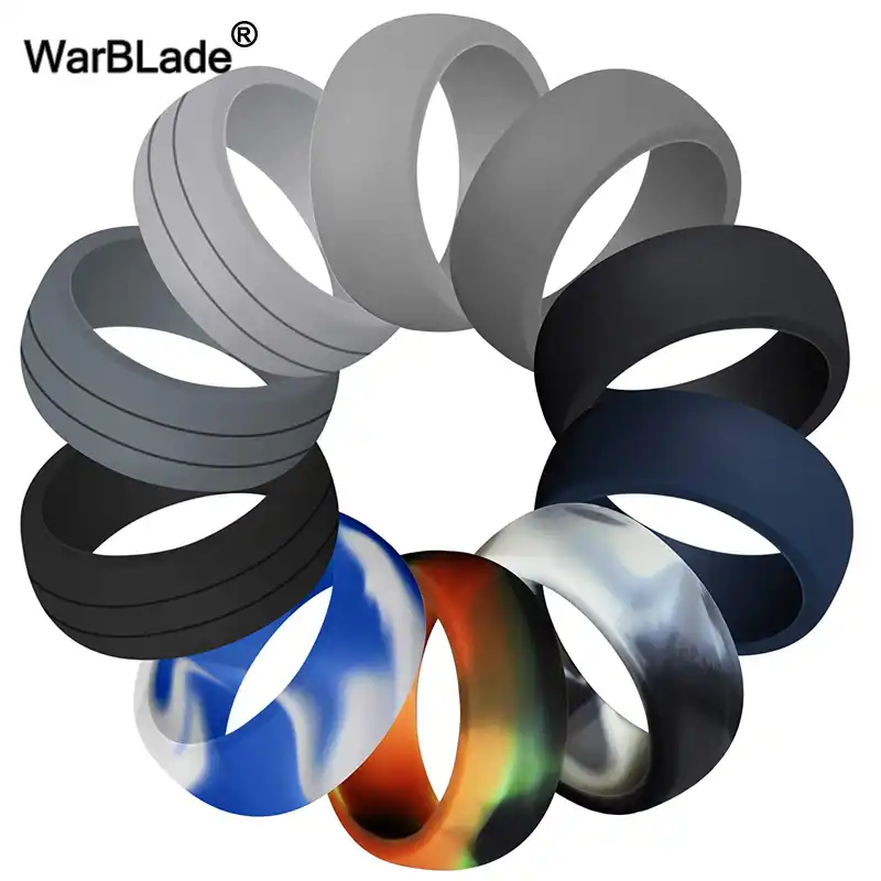 10Pcs DIY Colorful Silicone Ring Flexible Rubber Wedding Band Men Women Gift