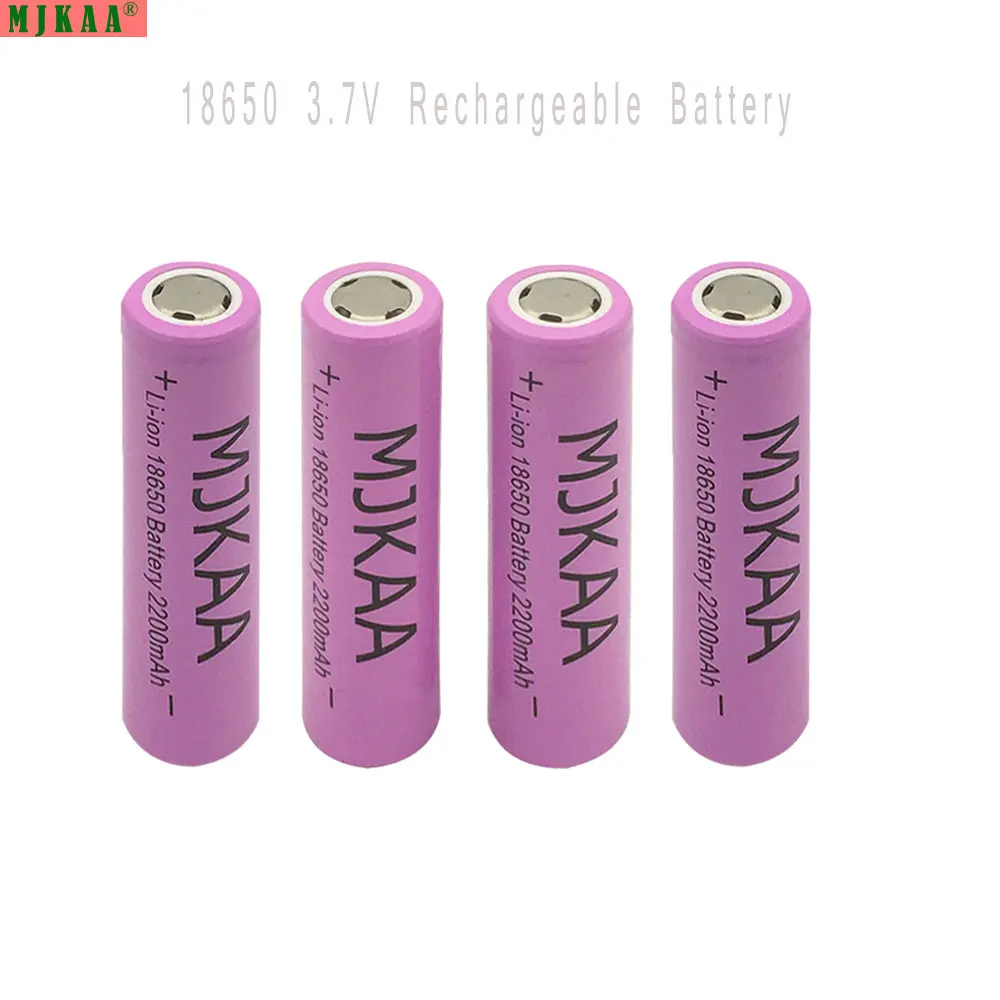 

MJKAA 4pcs 18650 Battery 3.7V 2200mAh Rechargeable li-ion battery MJKAA Real Capacity for Battery 18650