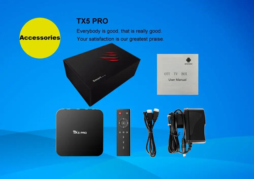 ТВ-приставка Tanix TX5 PRO Smart Android, 2 ГБ, 16 ГБ, Bluetooth, Wi-Fi, HDMI, медиаплеер, телеприставка с год, HD ip tv подписка