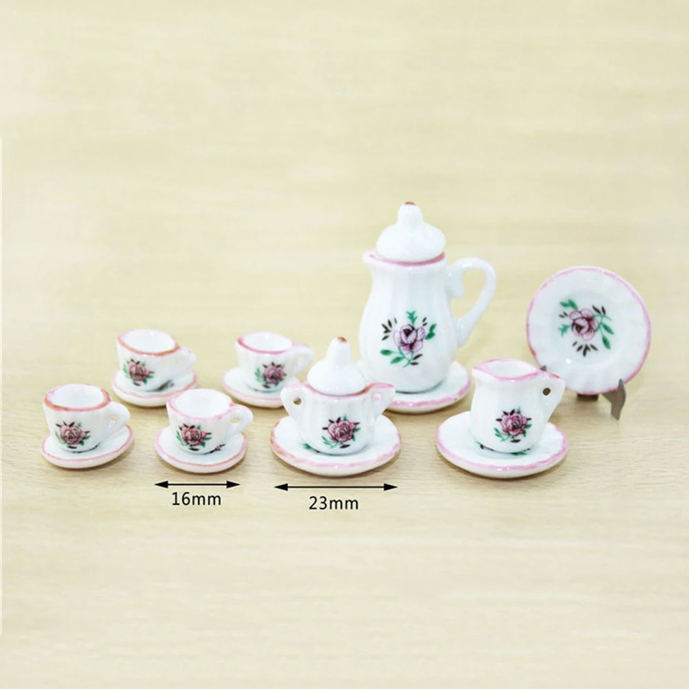 1/12 Dollhouse Miniature Accessories Mini Ceramic Tea Set Simulation
