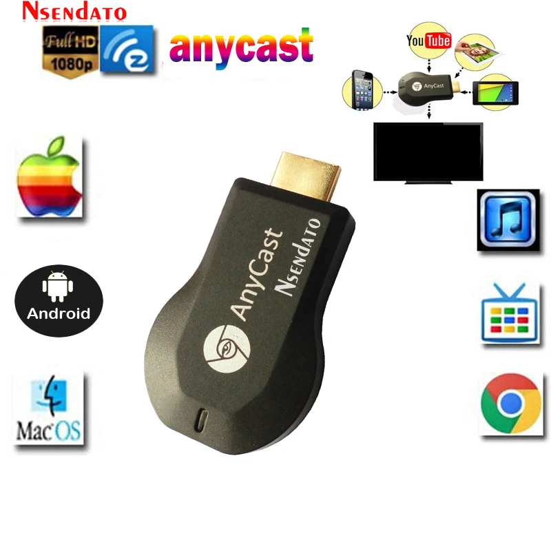 2.4G Wireless 1080P HDMI Adaptador Miracast Streaming TV Stick para Mac OS/Windows/Android/iOS Soporte Google Home/Netflix/Miracast/Airplay/DLNA WiFi Display dongle 