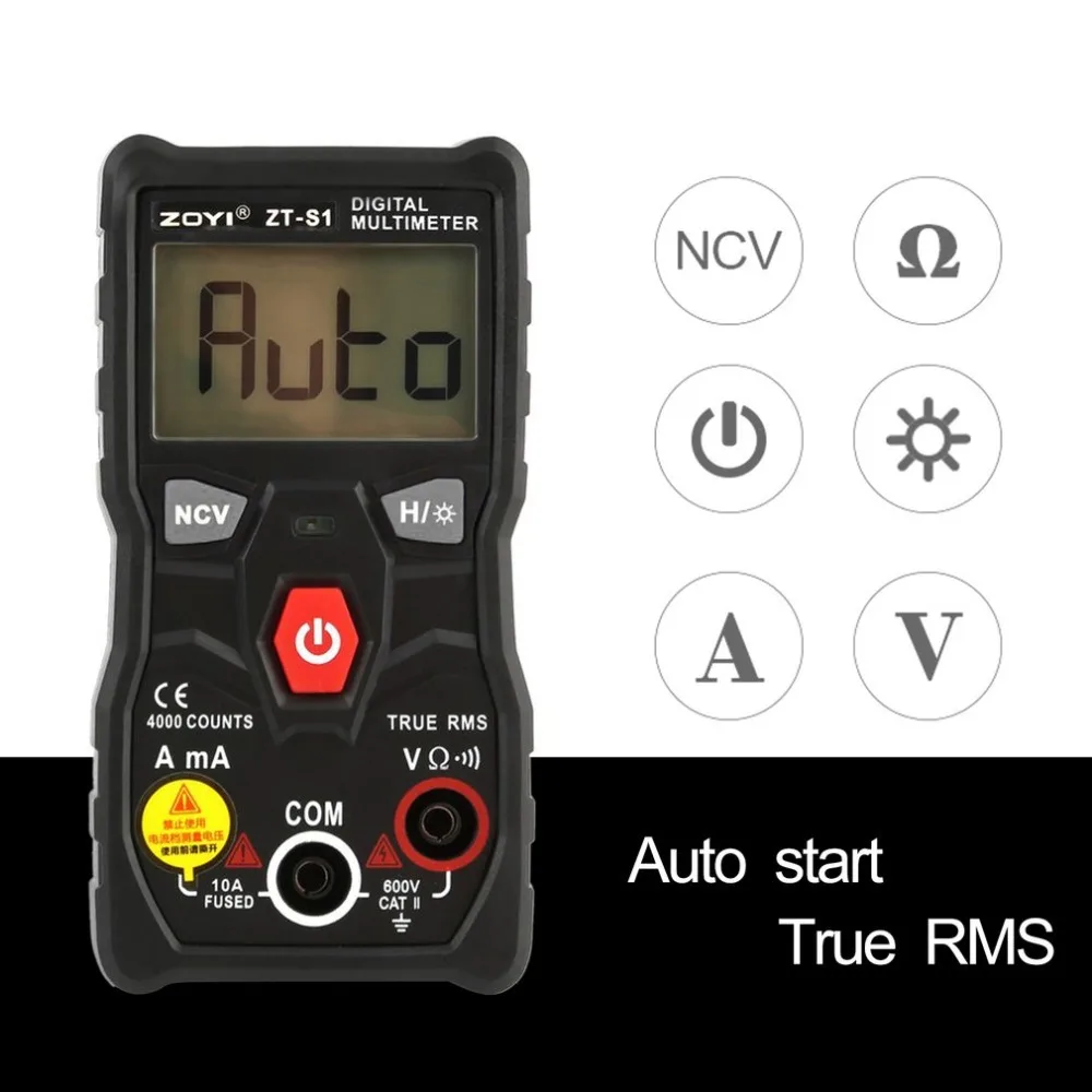 Цифровой мультиметр ZOYI DC/AC Измеритель Напряжения тока ручной Амперметр Ом диод NCV тестер 4000 отсчетов мультитестер без контакта
