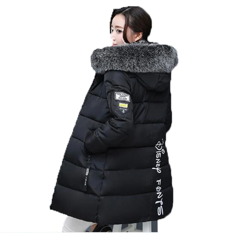 

Winter coat woman 2018 New sell warm parka jacket Women Fur collar Thick hooded plus size Long setion jacket Coat