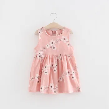 

1-5Y Cute Girls Sleeveless Floral Printed Party Dress Princess A-line Dress Lovely Girls Vestido