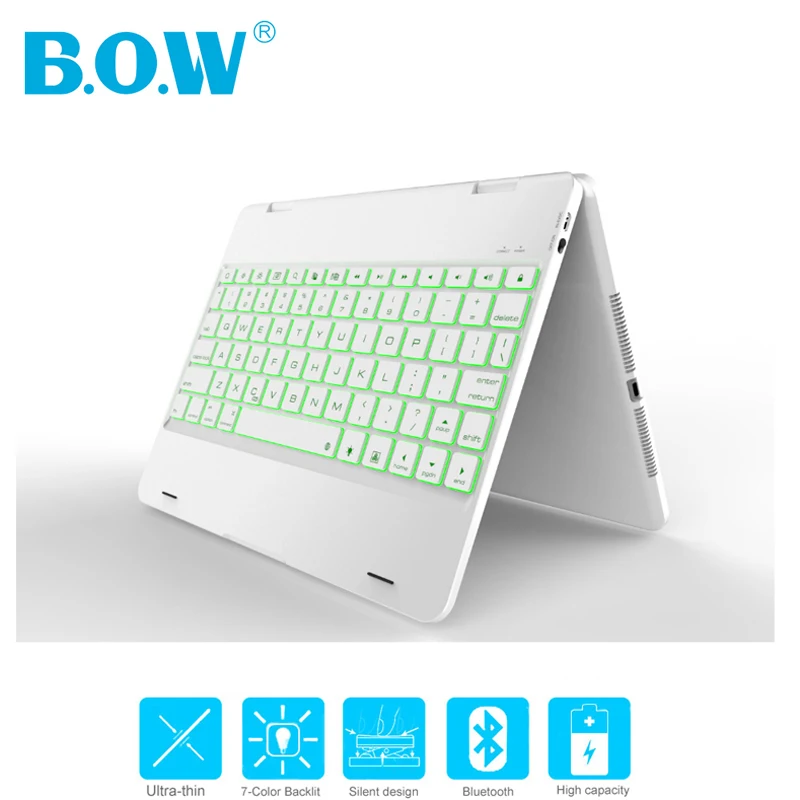

[NEW] B.O.W 4.0 Bluetooth Wireless Keyboard For New iPad Pro 9.7 inch, Air 2/Air 1, Rubber Feel Matted Aluminum Keyboard Case