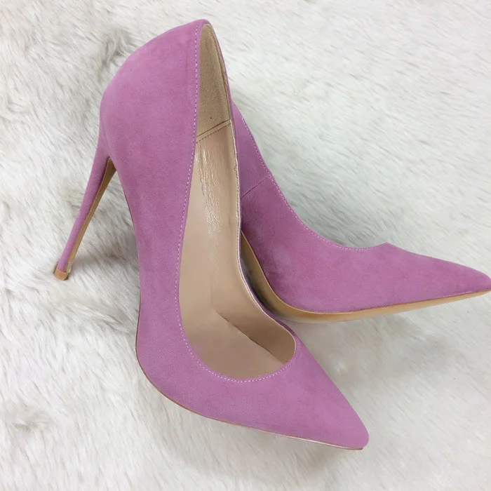 Veowalk/микроволоконная замшевая женская обувь с острым носком Обувь на высоких каблуках однотонные светильник Фиолетовые женские туфли-лодочки; пикантная Дамская мода вечерние, свадебные туфли на шпильке - Цвет: Purple 10cm Heels
