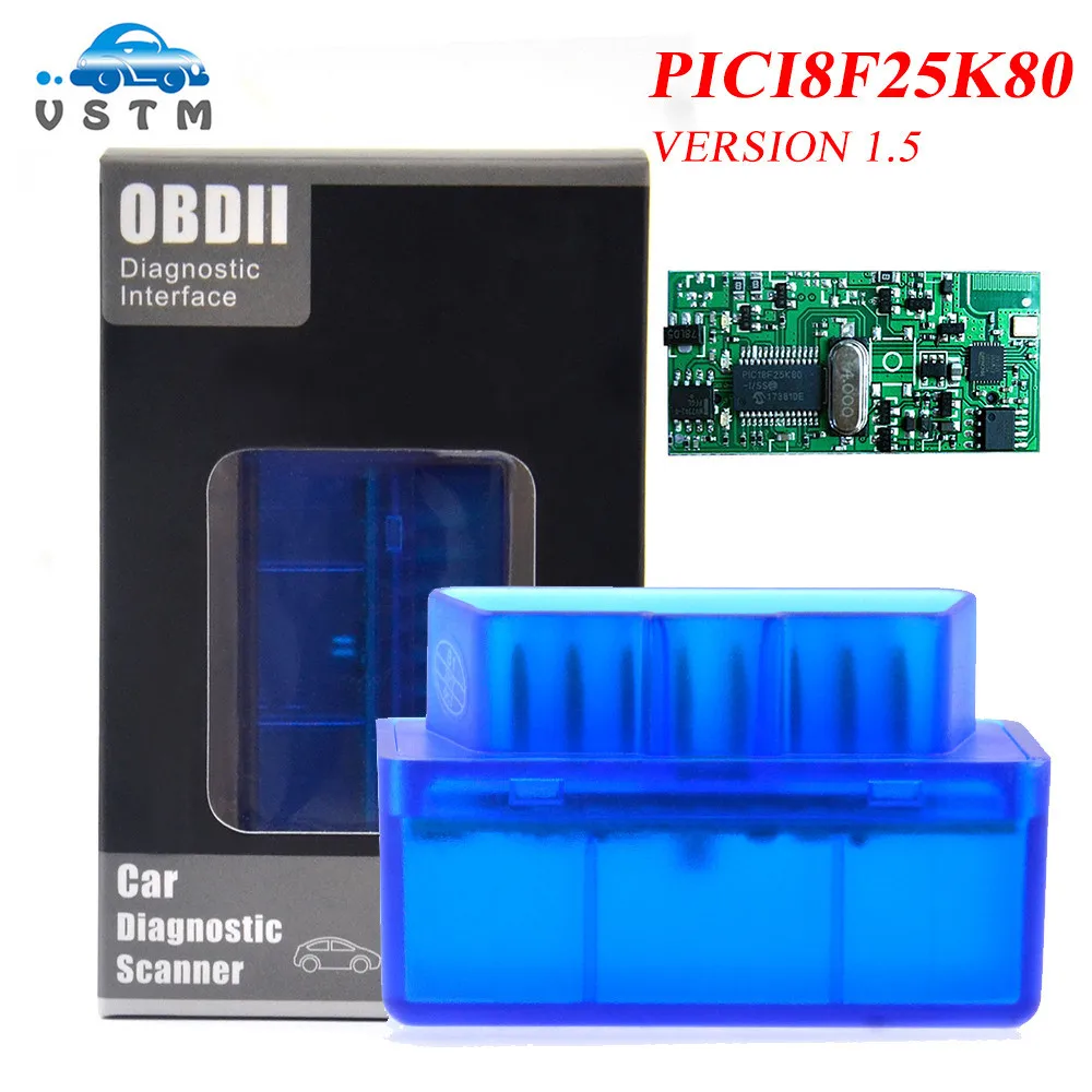 25K80 Мини Elm327 Bluetooth OBD2 V1.5 Elm 327 V 1 5 OBD 2 диагностический инструмент для автомобиля