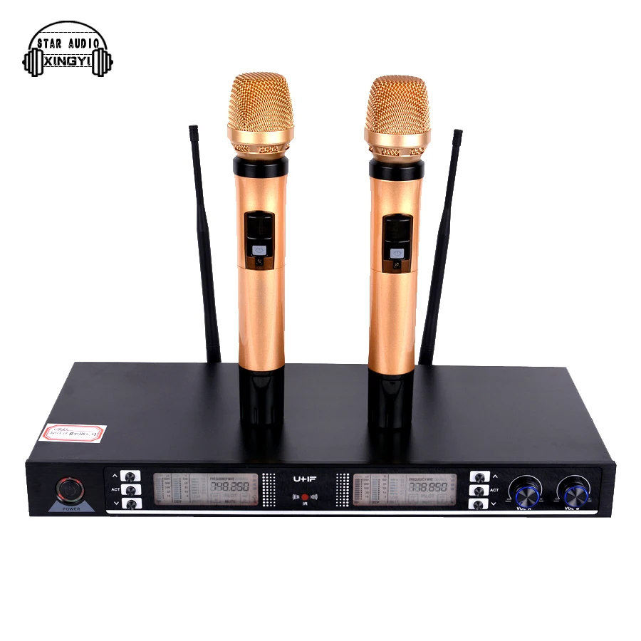 Professional UHF Wireless Microphone System Intelligent Induction Dual