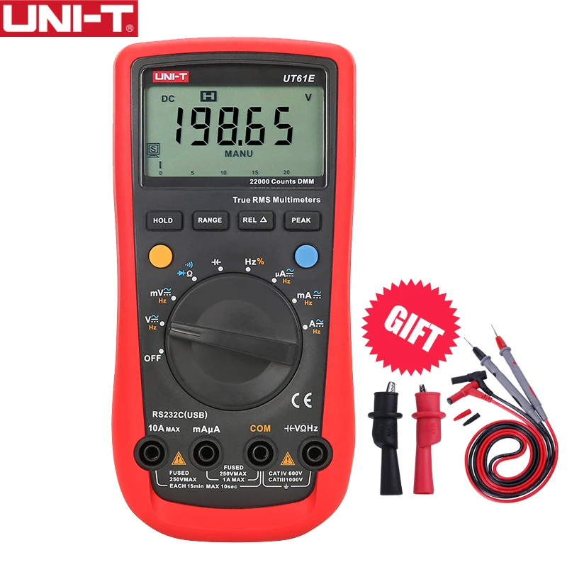 

UNI-T UT61E Digital Multimeter Ture RMS Auto Range 22000 Counts PC Connect AC DC Voltage Current Meter Frequency Electric Tester
