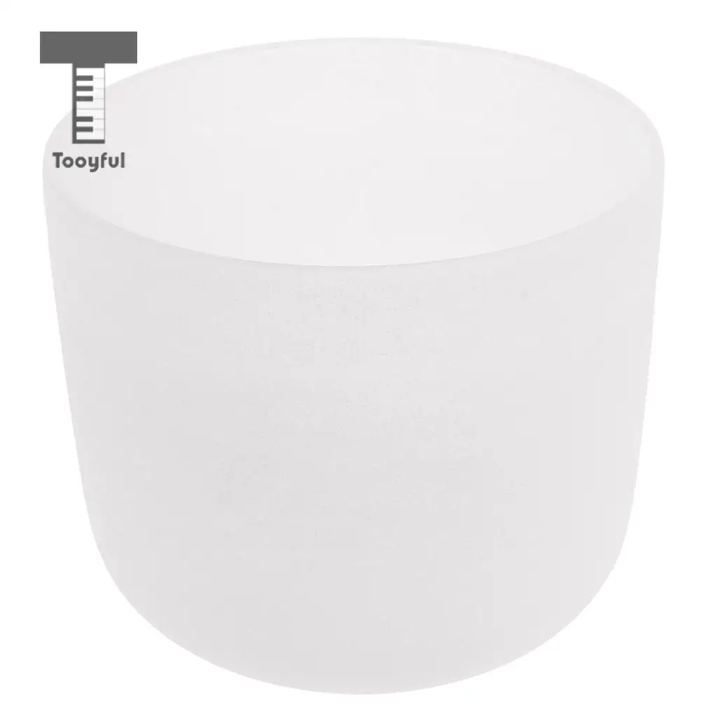 Tooyful Tibetan Crystal Singing Bowl 7 inch C Note for Root Frosted Quartz with   Handmade Felted Wooden Mallet