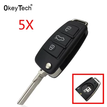 

OkeyTech 5pcs/lot 3 Button Folding Flip Remote Key Shell Case Fob For Audi A6L Q7 A2 A3 A4 A6 A6L A8 TT 2008-2011 For Audi Fob