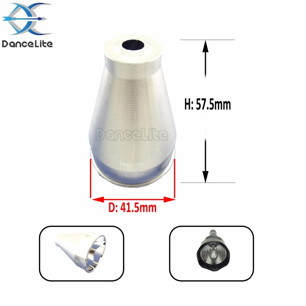 

1PC NEW HS-802 802 LED Flashlight Reflector Aluminum Smooth SMO Torch Light Cup (Dia:41.5mmxH:57.5mm)