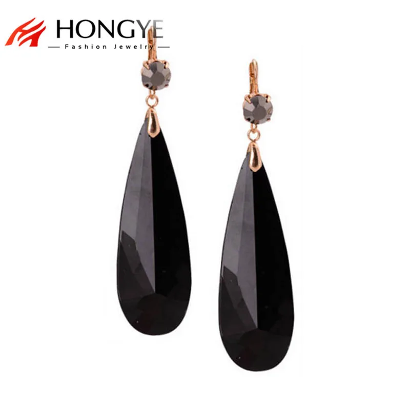 

HONGYE Simple Design 2019 New Colorful Long Drop Earrings for women Crystal Hanging Dangling Women Earrings Bijoux
