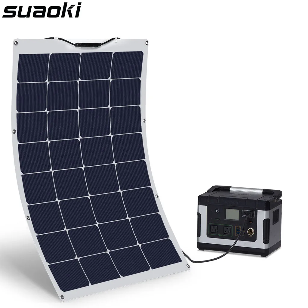 

Suaoki 100W DF Enhanced Solar Panel 5.8A 18V Solar Charger with MC4 Cable Waterproof Portable Power Station for Boats Car Trucks