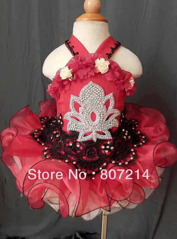 2014 Most Popular Infant Girl's National Pageant Dress Stones beaded burgundy &amp black Size 1~2T New | Свадьбы и торжества