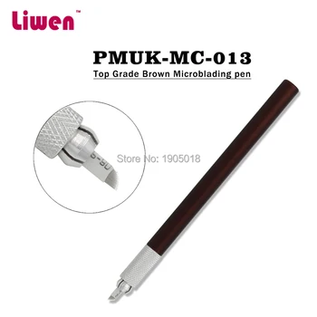 

Cheapest 50pcs coffee brown 3D microblading tattoo pen 10pcs disposable permanent makeup manual eyebrow micro blades free DHL