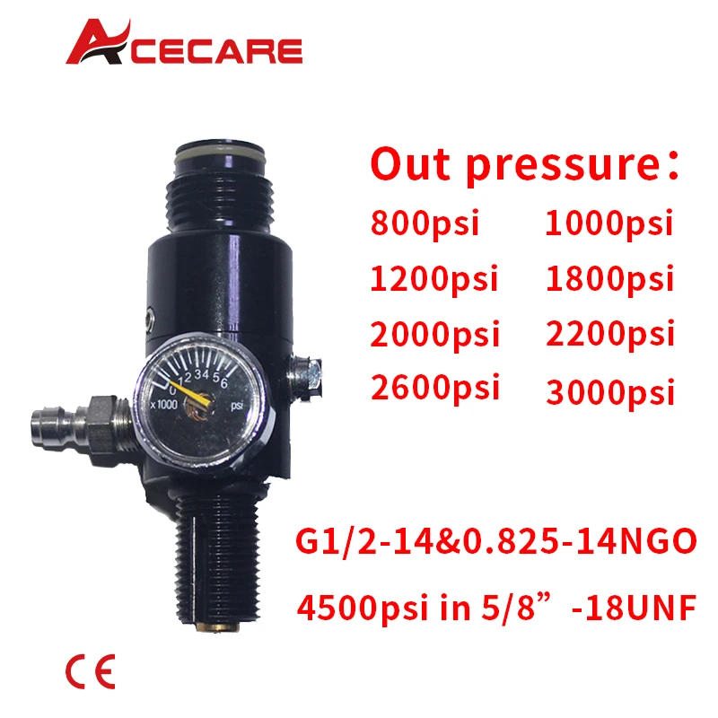 ACECARE Новый Пейнтбол PCP HPA 4500psi бак сжатого воздуха выход регулятора давления 800-2600psi