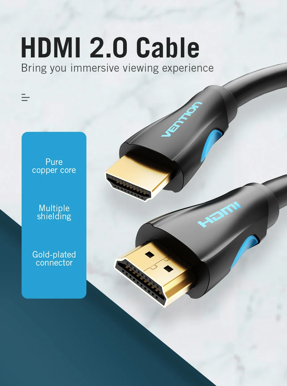 Vention HDMI кабель 4K HDMI к HDMI 2,0 позолоченный Соединительный кабель для разветвителя Переключатель HDMI кабель для HDTV lcd PS3 4 Pro 5 м 10 м