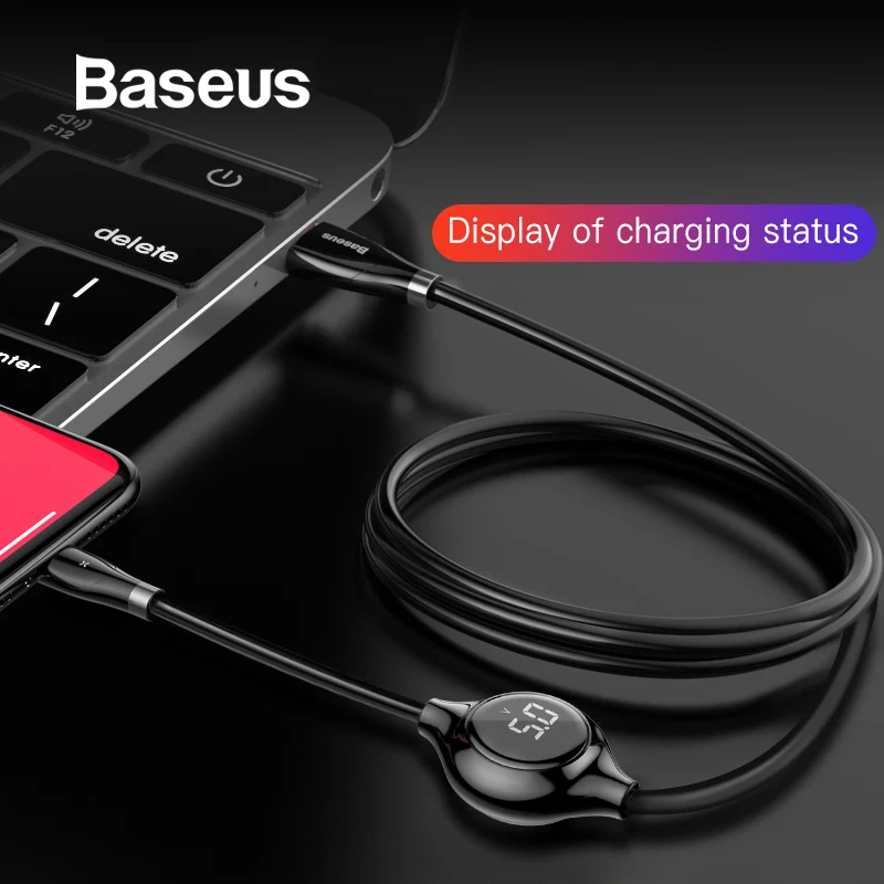 

Baseus USB Cable for iPhone XR Xs Max Charging Cable Digital Display 2A Fast Charge Wire for iPhone 7 8 Plus Data Charger Cord