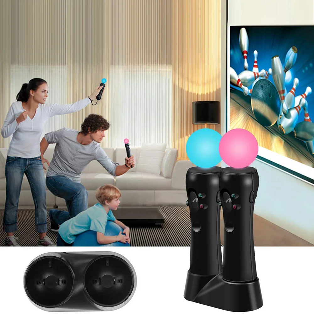 Двойная зарядная док-станция для Playstation Move контроллер usb зарядная станция для PS3/PS4 VR контроллер движения DC 5V вход черный