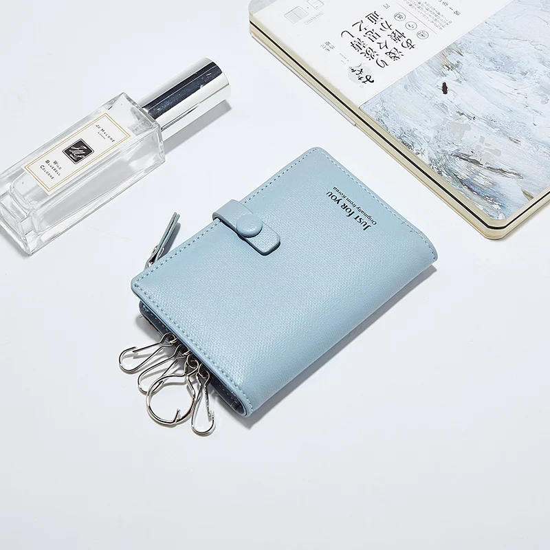 

Eyes In Love Women Key Wallets Casual Solid Leather Card Holder Simple Bags For Girls New Design Zipper Coin Pocket Female Purse