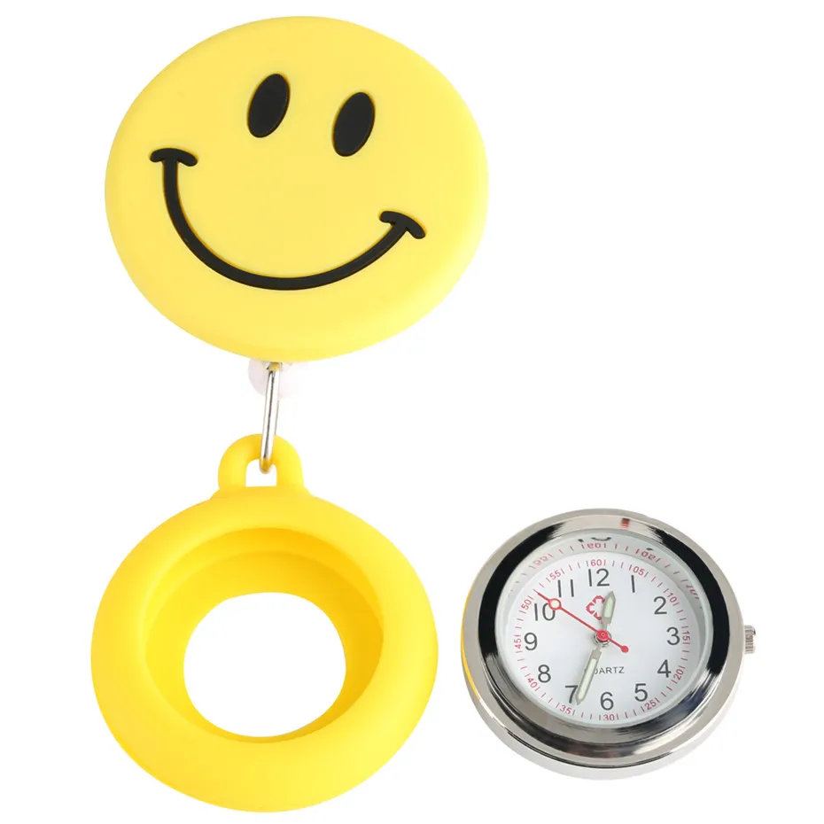 Светящаяся указка карманные часы для медсестры кварцевый механизм смайлик зажим для лица медсестры доктор регулируемые верёвки подвесные карманные часы - Цвет: yellow 1