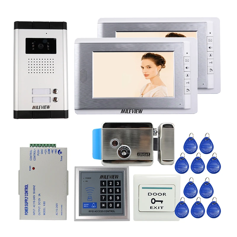 Wired 7" Color Screen Video Intercom Door Phone Kit