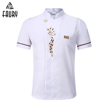 

5 Colors Wholesale Unisex Kitchen Chef Uniforms Short Sleeve Breathable Double Breasted Chef Jackets & Apron Bakery Food Service