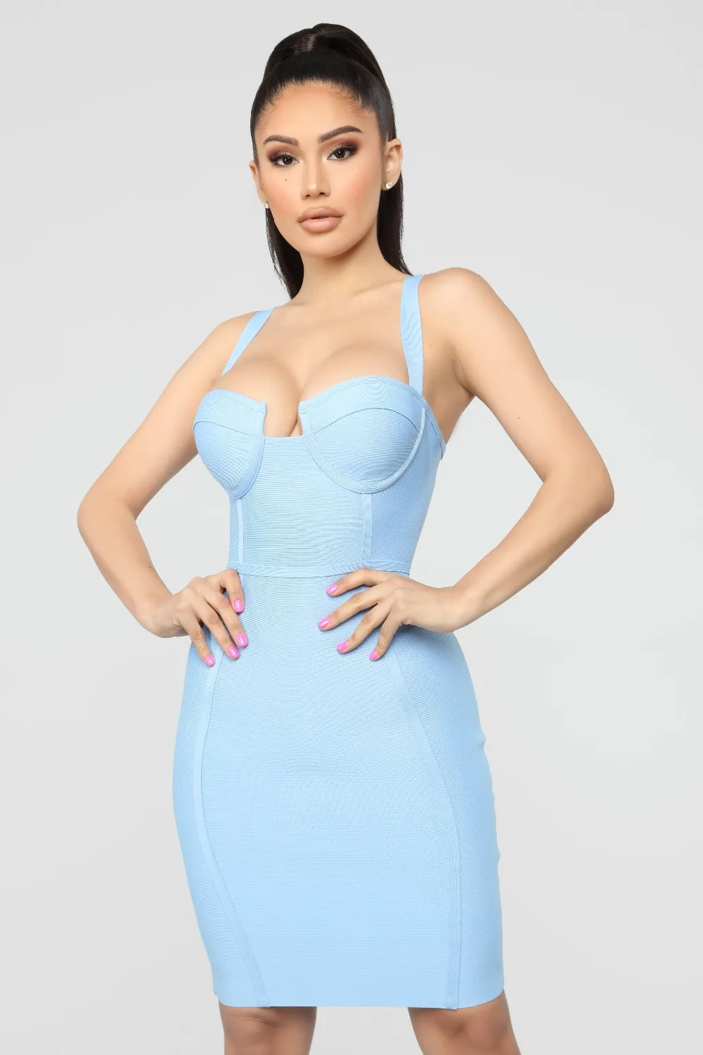 4 цвета летнее платье женское сексуальное голубое ярко-розовое Бандажное платье знаменитостей Мини Вечерние платья Vestido
