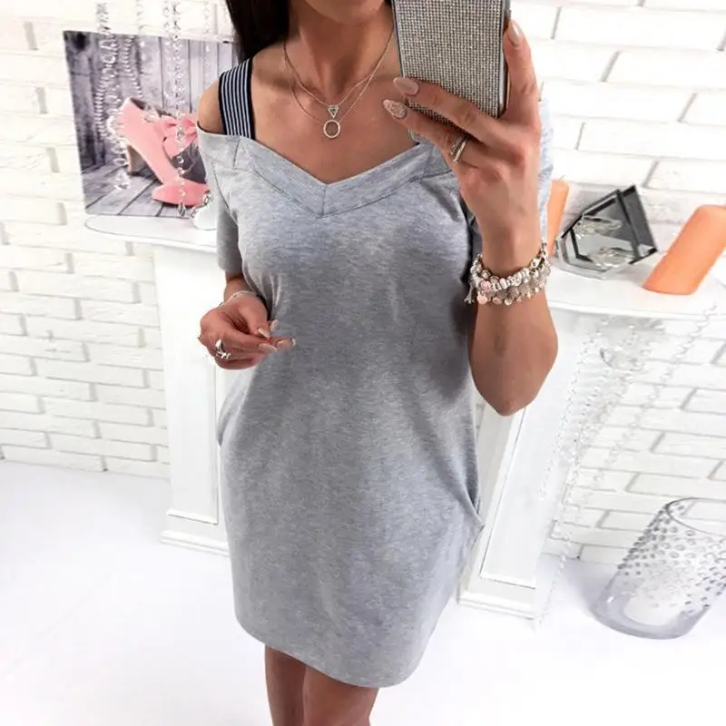 

Women Causal Dress Short Sleeve Dress Off Shoulder Elegant Sexy Bodycon Summer Dresses Plus Size