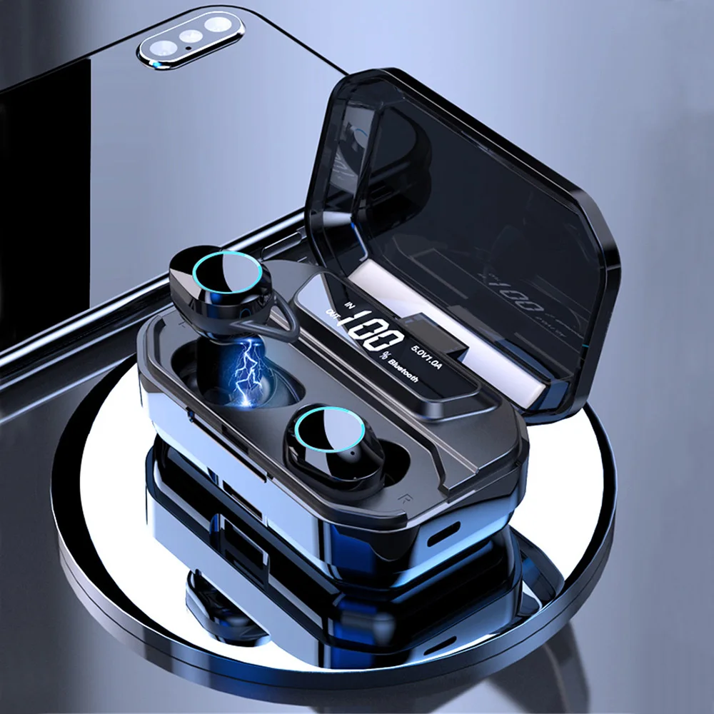 TWS 5.0 Bluetooth Earphone 6D Stereo Wireless Earphones IPX7 Waterproof Earphones 3000mAh LED Display Smart Power Bank for phone