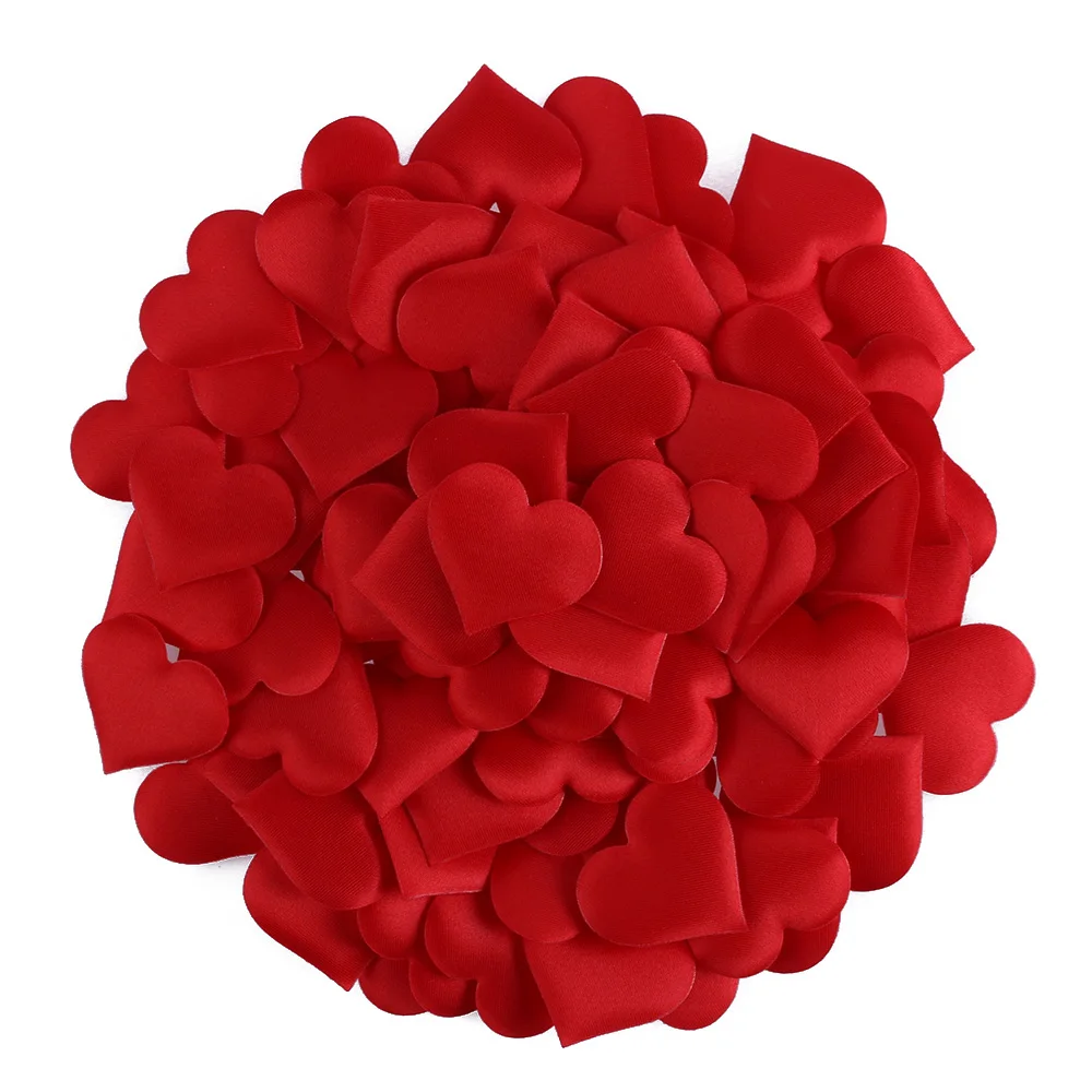 100Pcs Beautiful Padded Fabric Throwing Petals Romantic Love Heart Table Wedding Party Decoration DIY Craft Table Decoration - Цвет: Red