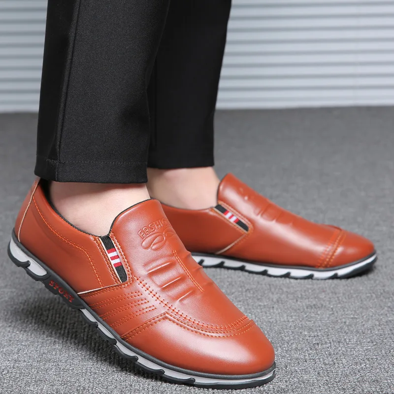 Printemps Conduite Hommes Mode Casual Été Chaussures Appartements Mocassins on Léger Patchwork Respirant brown Black Cuir En Slip wCY1nUq