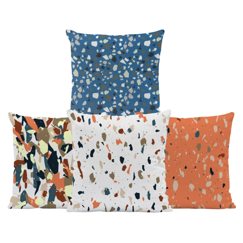 

Watercolor Painting Terrazzo Art Cushion Cover Geometric Pattern Stone Shards Hug Pillow 45Cm Decorative Bedroom Bed Pillowcase