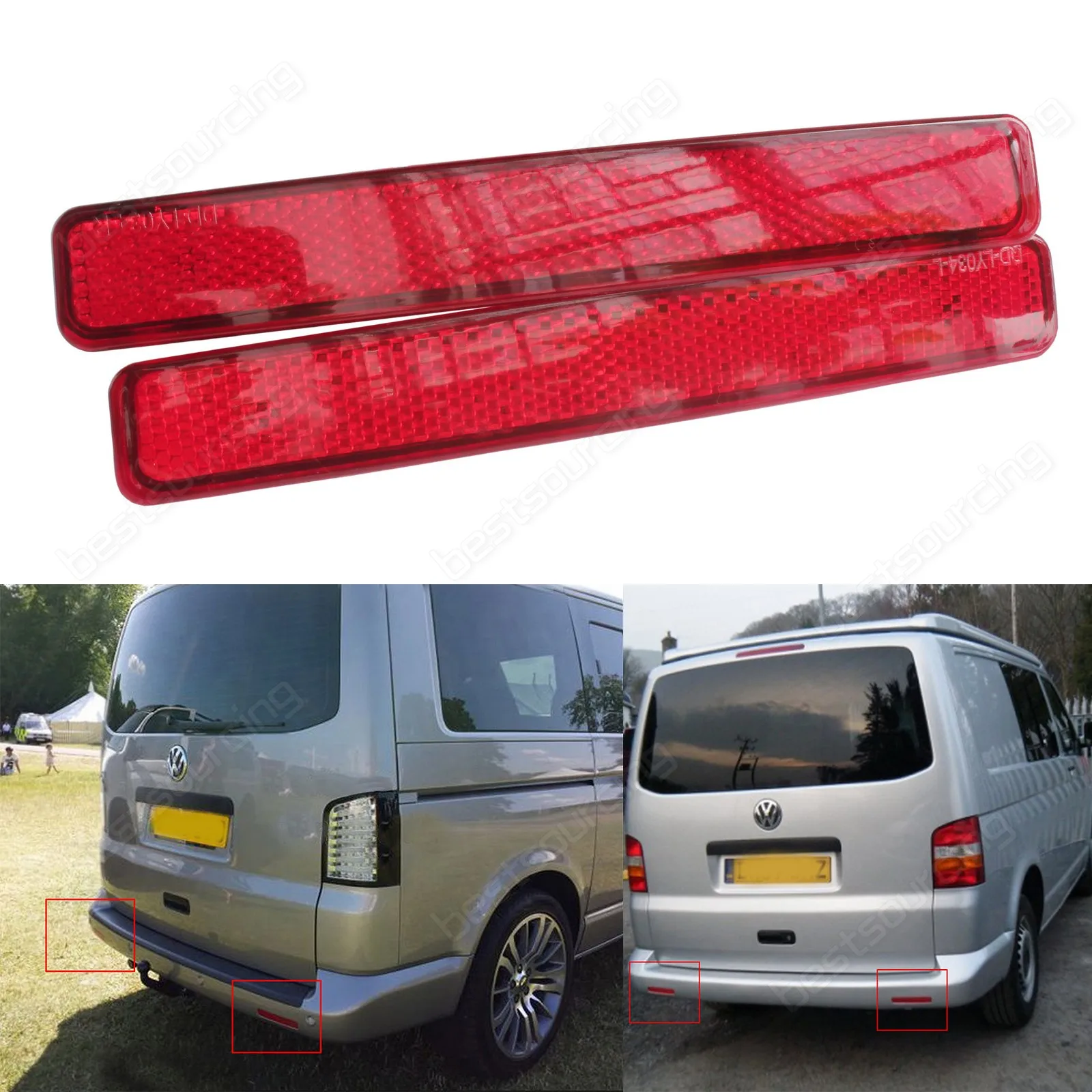 ANGRONG 2x Красный отражатель заднего бампера левый правый светильник VW Transporter T5 2003 11