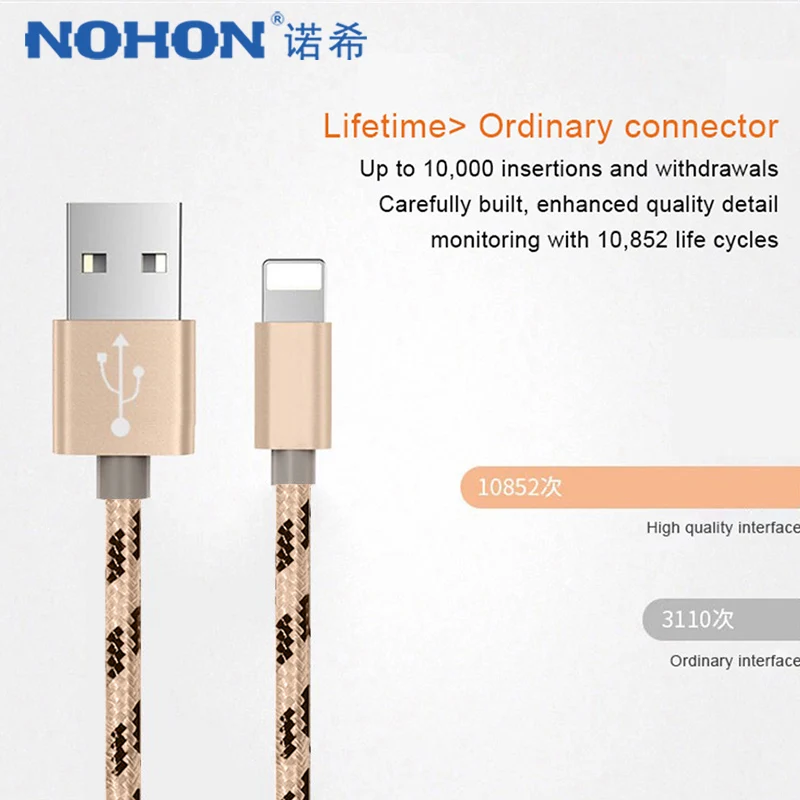 NOHON Быстрый кабель синхронизации для зарядки 8 Pin iPhone X XS MAX XR 7 6 S 5 5S плюс Ipad Mini 1 2 3 4 USB
