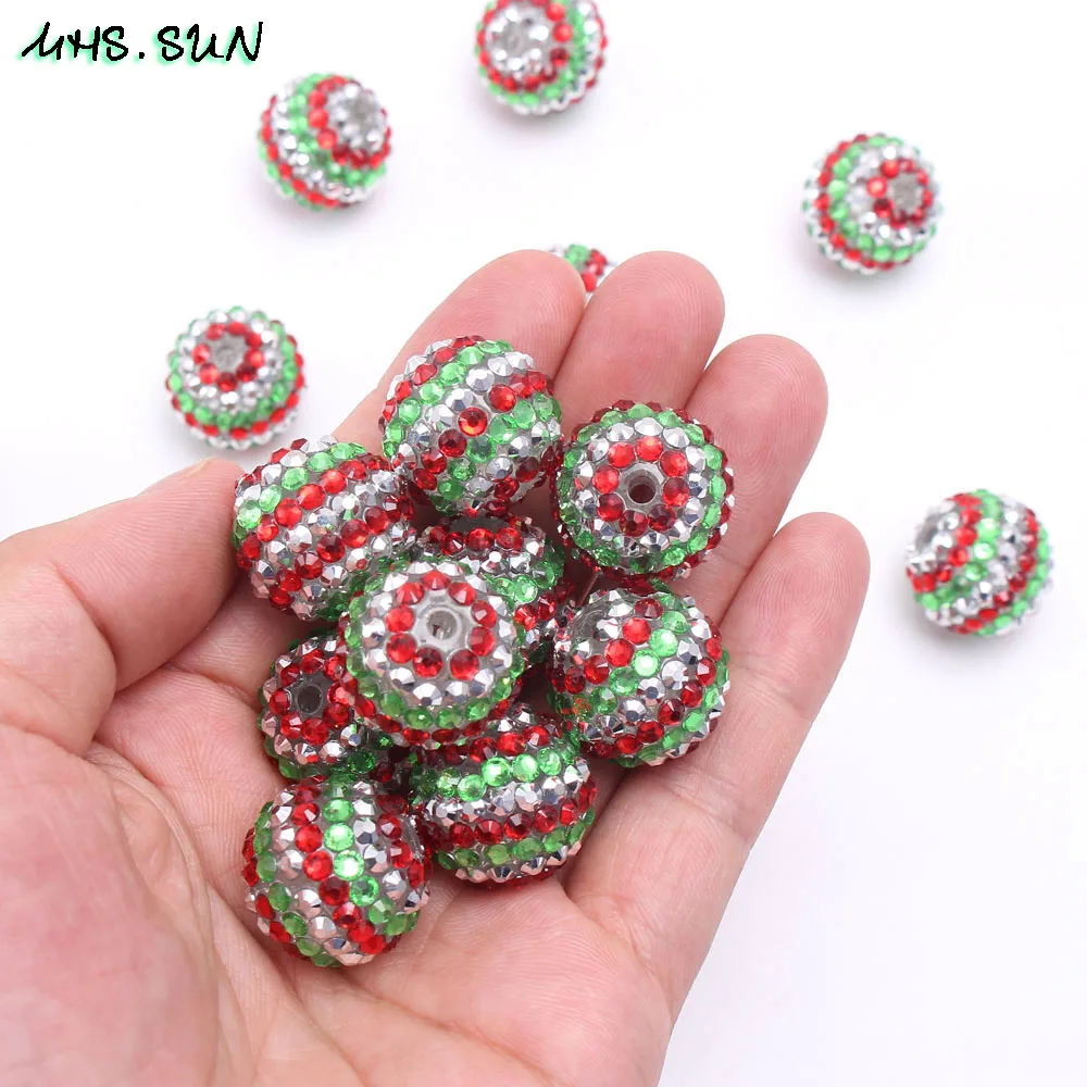 6-1 (5),50pc,18MM-$16.25,20MM-$20,22MM-$22.35.Chunky Resin Rhinestone Beads Handmade Kids Jewelry Making DIY Ball Beads 50pcslot Loose Stripe Beads DriopshippingJPG